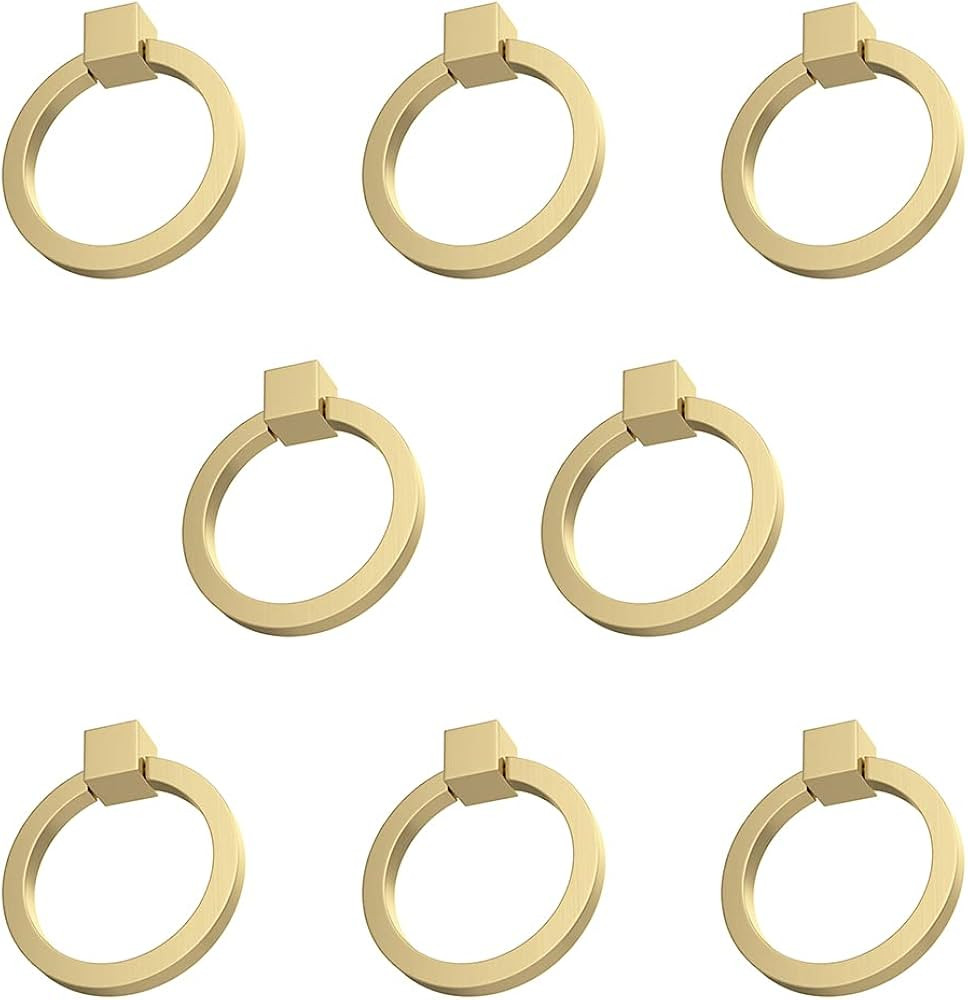 RZDEAL 8Pcs 2.0" x 1-7/8" Solid Brasss Pulls for Dresser Drawer Ring Pulls Furniture Hardware Bru... | Amazon (US)