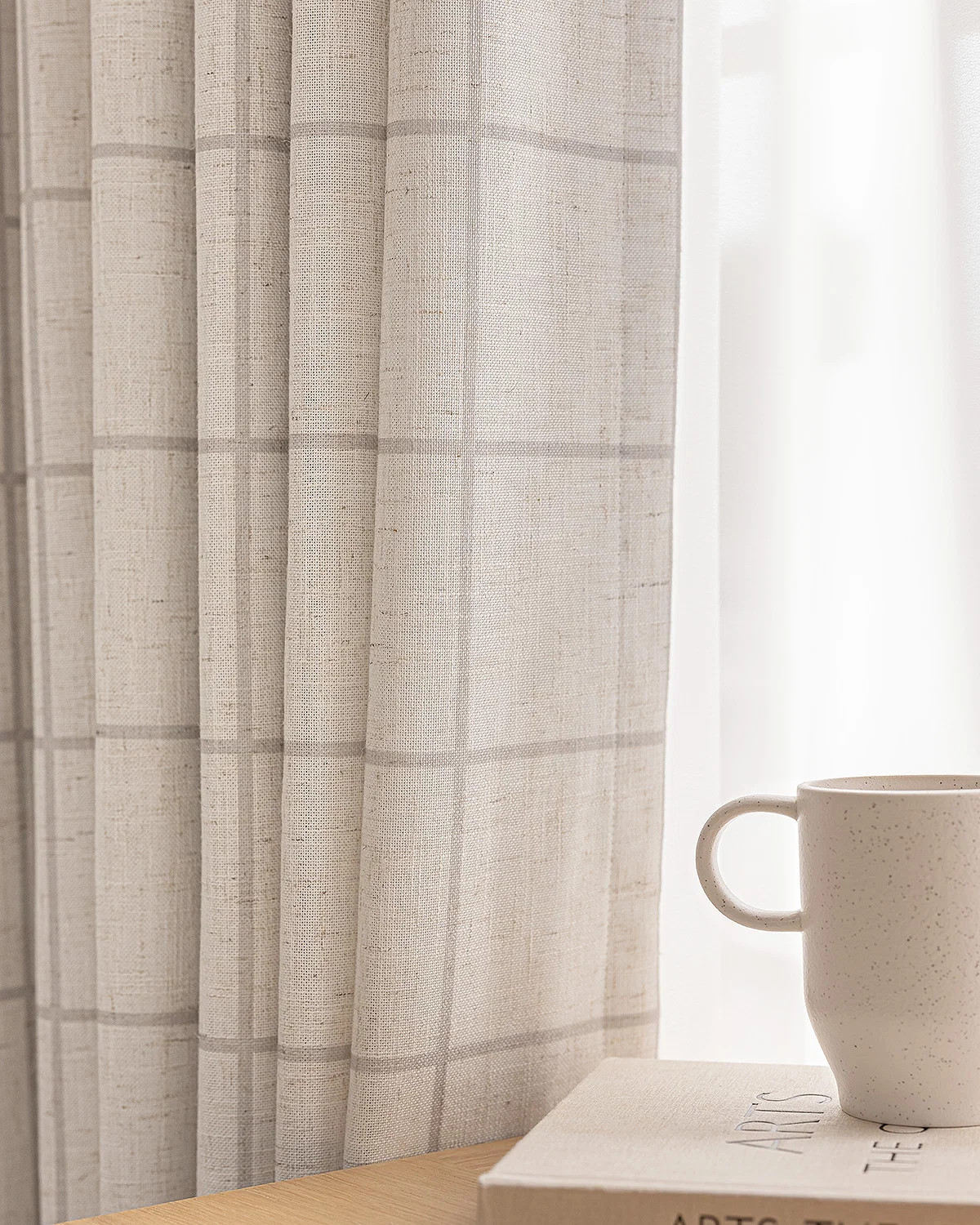 Brooke Plaid Linen Blend Curtains | Light Filtering | THREE GIRLS | Three Girls Curtains
