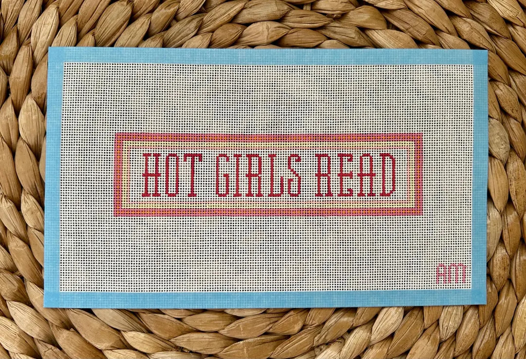 Hot Girls Read - Stitch Painted Needlepoint Bookmark Canvas - Etsy | Etsy (US)