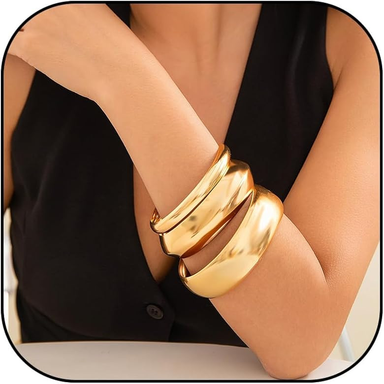YANCHUN 2/3PCS Gold Bangles for Women Bangle Bracelets Chunky Bangles Bracelets Non Tarnish Gold/... | Amazon (US)