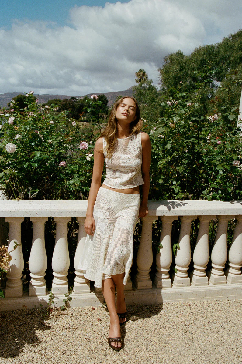 Maeve Midi Skirt | White Lace | With Jean (US)