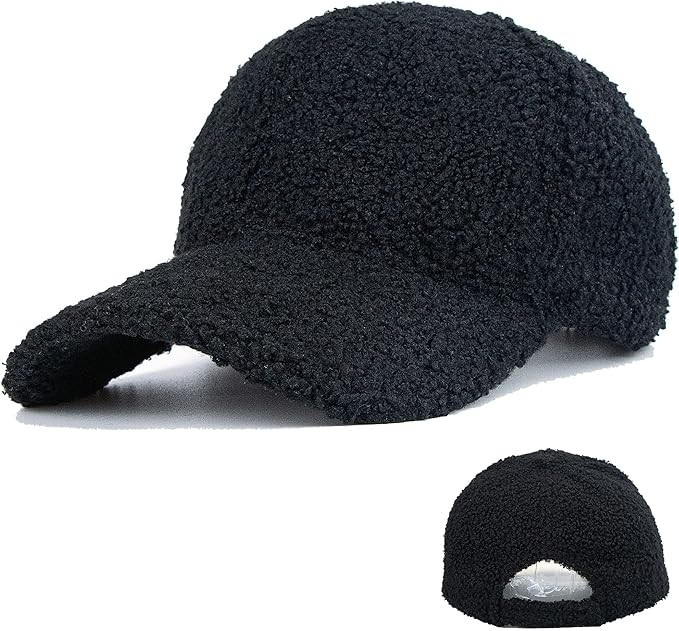 Warm-Winter Baseball-Caps Teddy-Fleece Faux-Lamb-Wool Hip-Hop Cap for Men Women | Amazon (US)