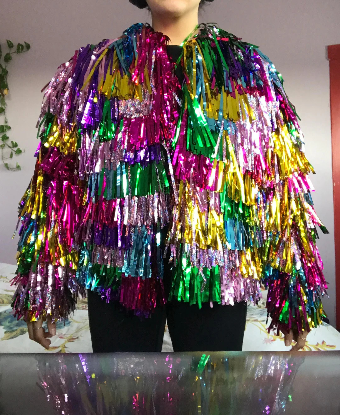 Handmade Tinsel Coat: Red Jacquard Party Jacket (size Medium) - Etsy | Etsy (US)