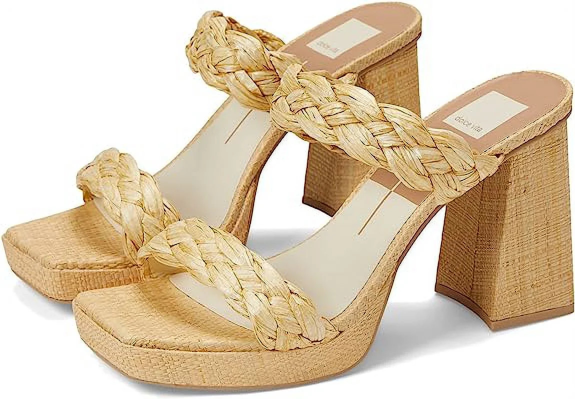 Dolce Vita Ashby Lt Natural Raffia Braided Straps Open Toe Block Heeled Sandals (Lt Natural Raffi... | Walmart (US)