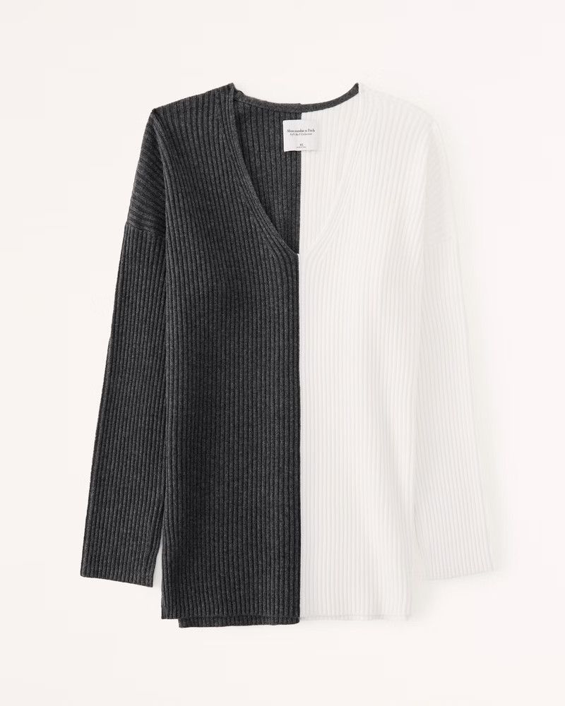 Women's LuxeLoft Oversized Spliced V-Neck Sweater | Women's Tops | Abercrombie.com | Abercrombie & Fitch (US)