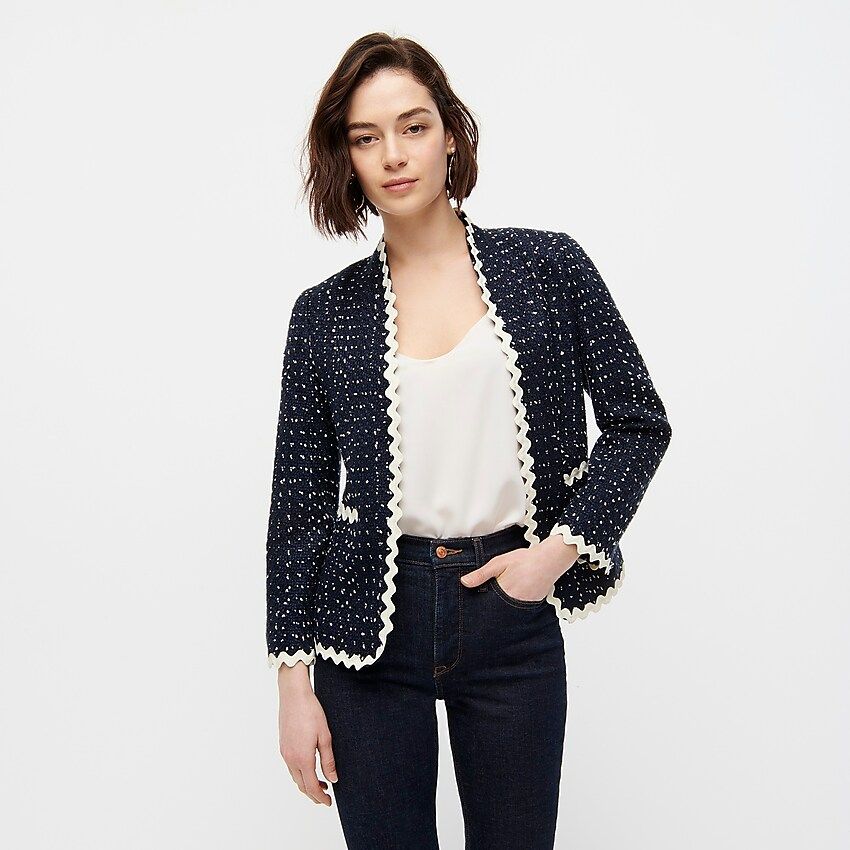 Going-out blazer in navy spotted tweed | J.Crew US