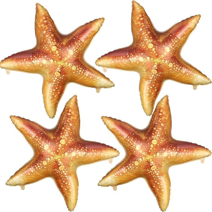 Starfish Balloons 4pcs 26inch Large Inflatable Star Fish Foil Balloon for Ocean Under the Sea Mer... | Amazon (US)