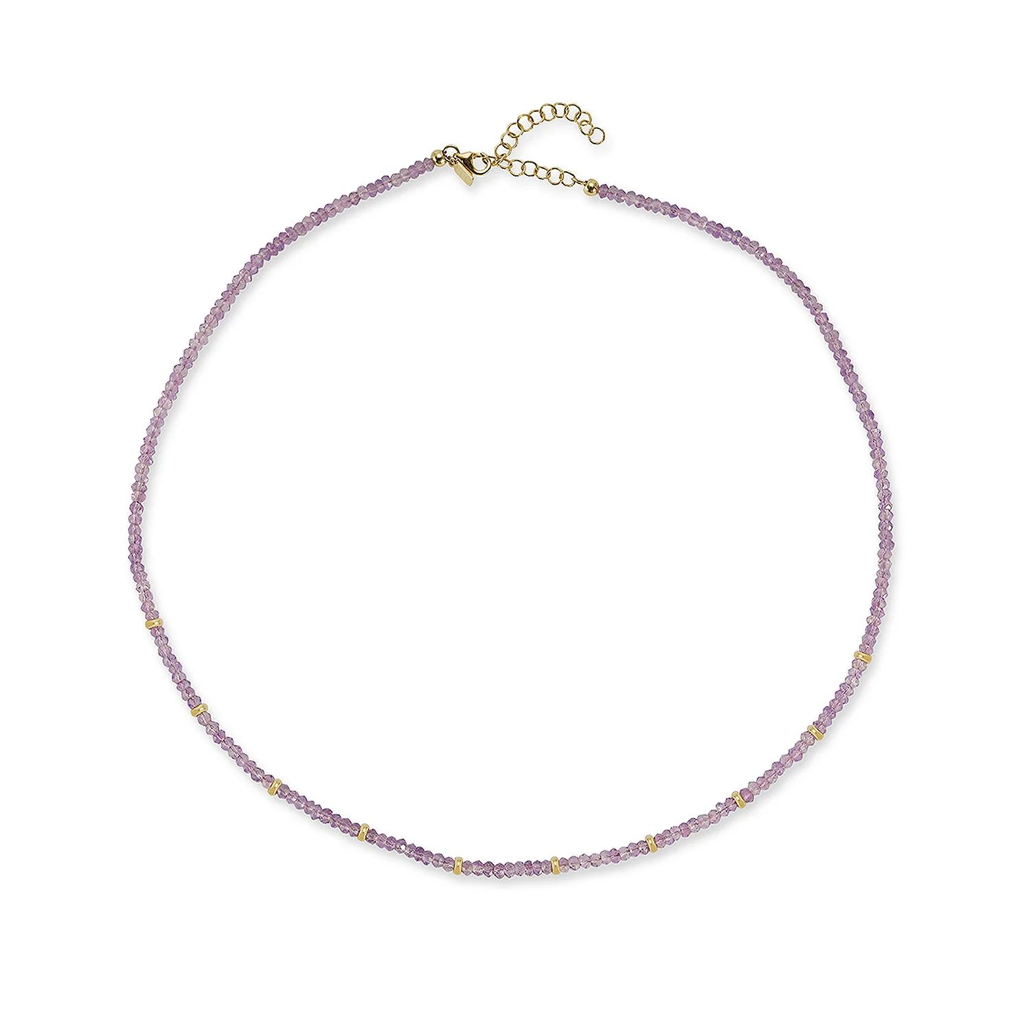 Birthstone Bead Necklace In Amethyst | EF Collection