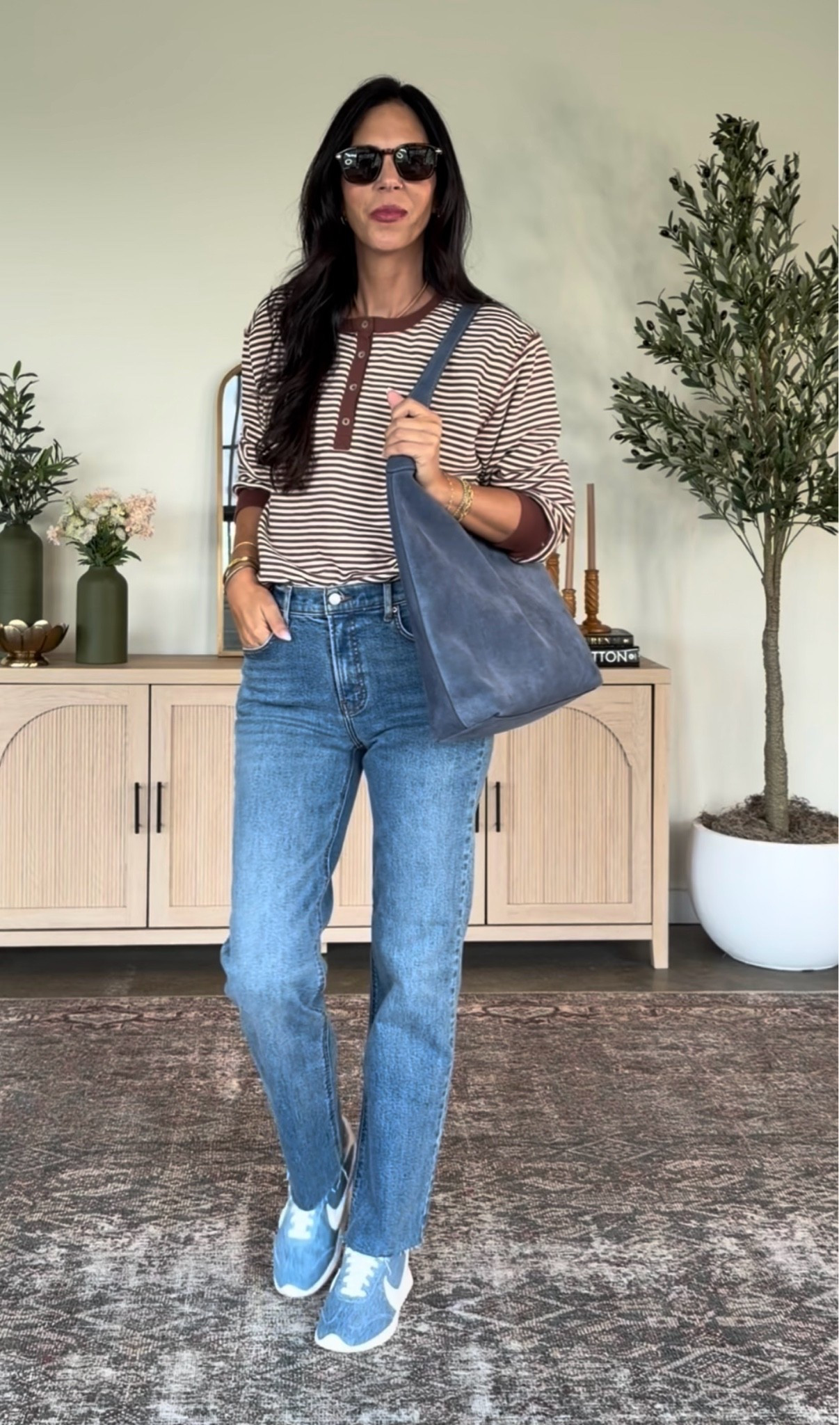 Top- small 
Denim - size 26 and tts 
Nike sneakers are tts

#LTKU #LTKootd #LTKOver40