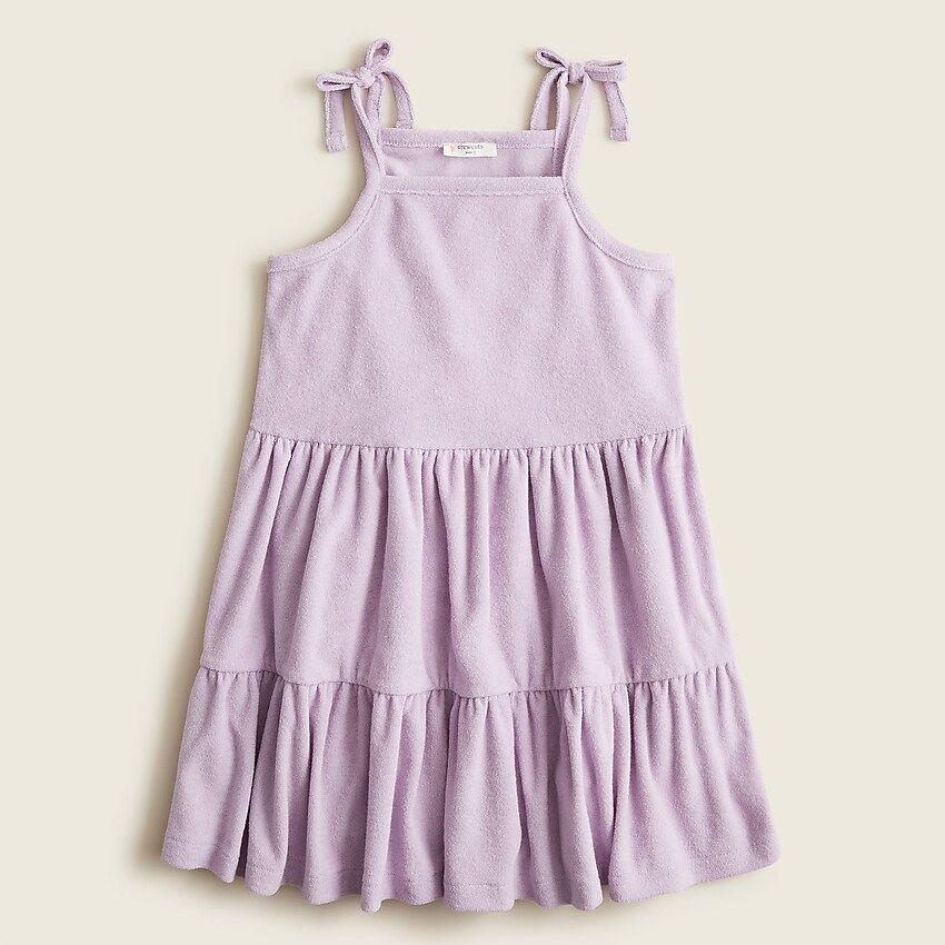Girls' tie-shoulder tiered dress in towel terryItem BF986 
 
 
 
 
 There are no reviews for this... | J.Crew US