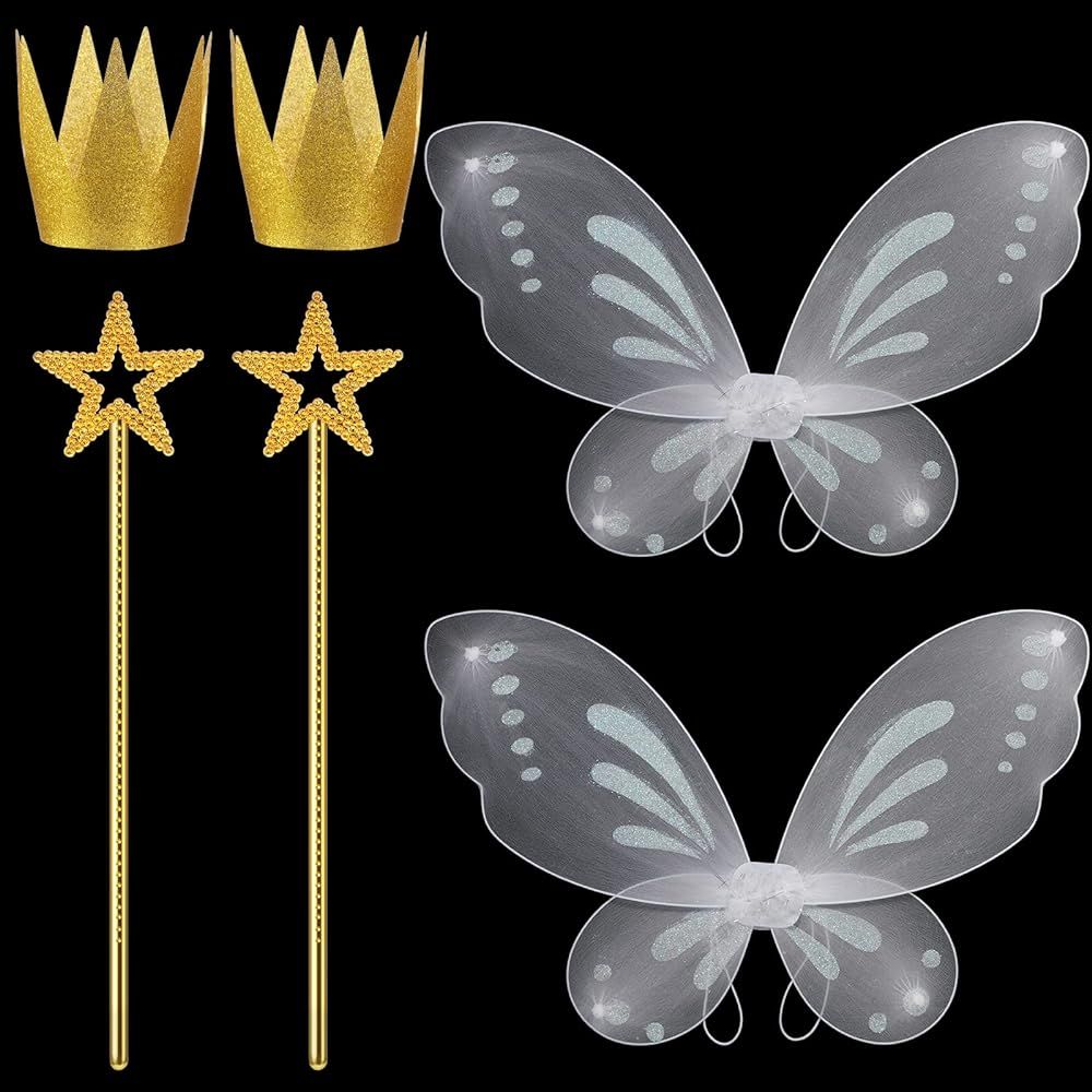 Halloween costumes, Fairy Wings Dress Up Wings Star Wand and Gold Crowns, Halloween Costume Dress... | Amazon (US)