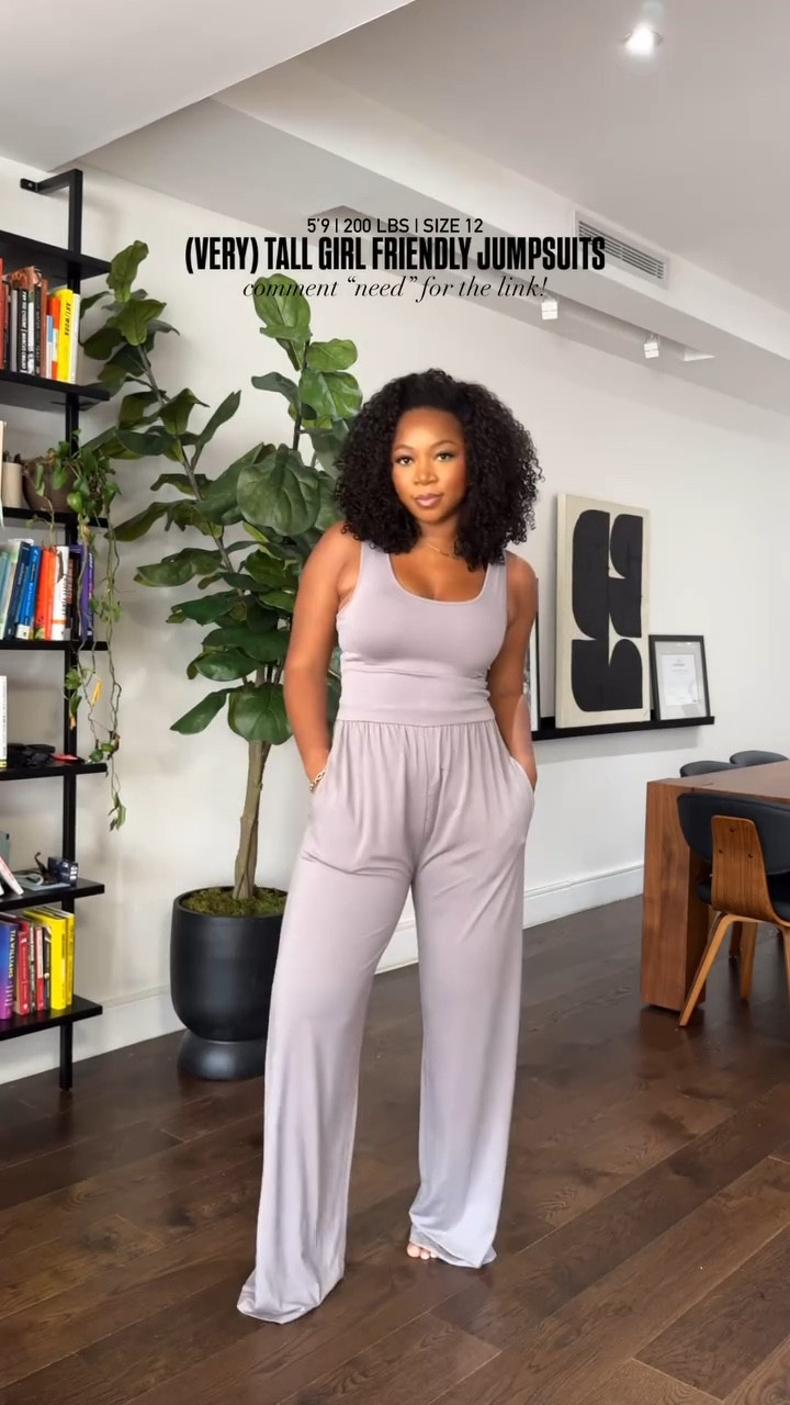 I am 5’9 200 lbs with a 35 inseam wearing a medium in the jumpsuits but will size down to a small!! Wearing a large tall in the long sleeve and you can use code JANESHAXSPANX for money off that one!! 

#LTKmidsize #LTKfindsunder100 #LTKstyletip