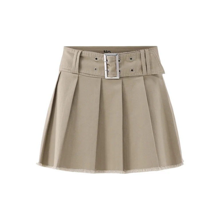 No Boundaries Pleated Belt Mini Skirt, Women's and Women's Plus - Walmart.com | Walmart (US)