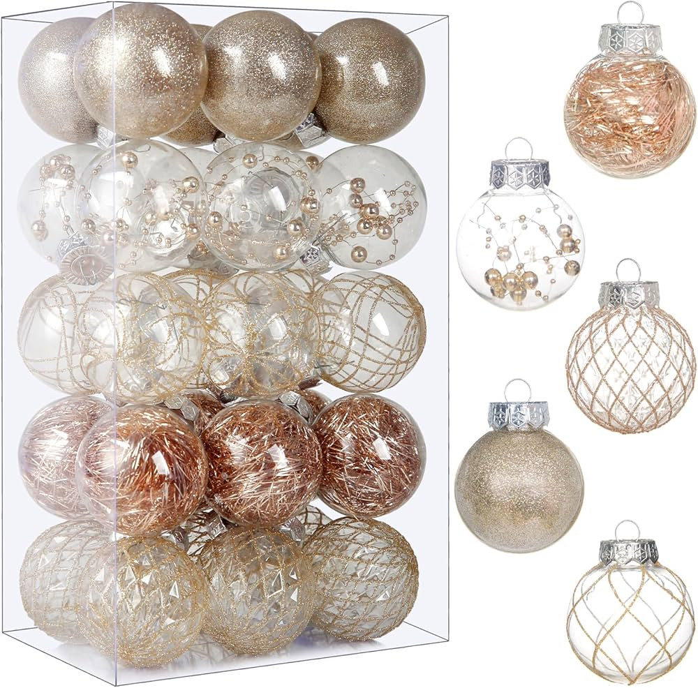 Clear Christmas Ball Ornaments, 30ct 2.36 Inch Champagne Christmas Ornaments for Xmas Tree Shatte... | Amazon (US)
