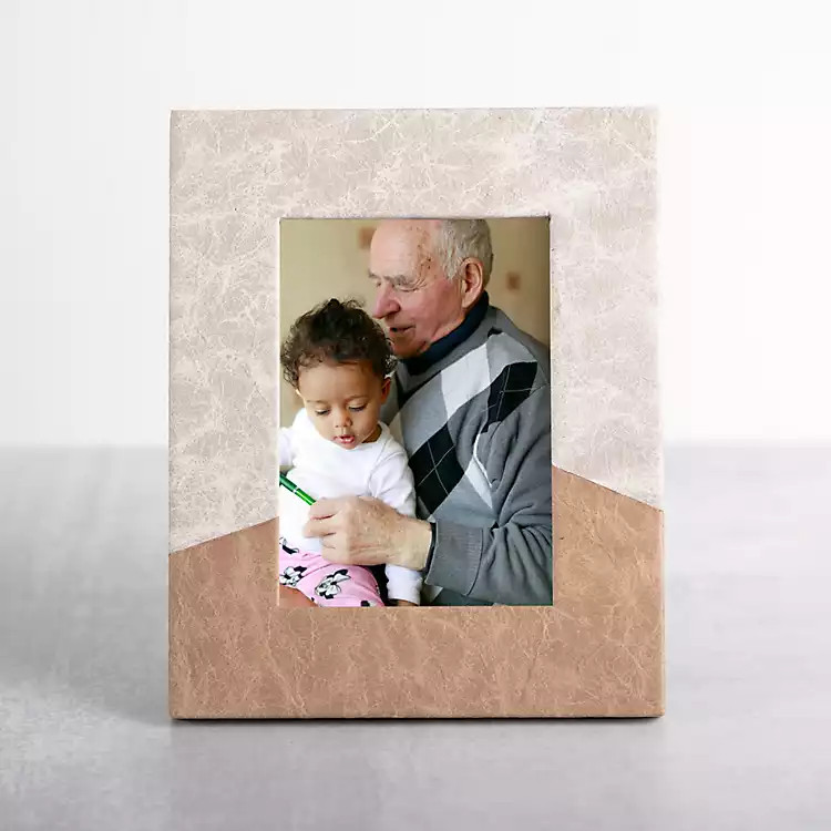 Neutral Two-Tone Faux Leather Picture Frame, 5x7 | Kirkland's Home