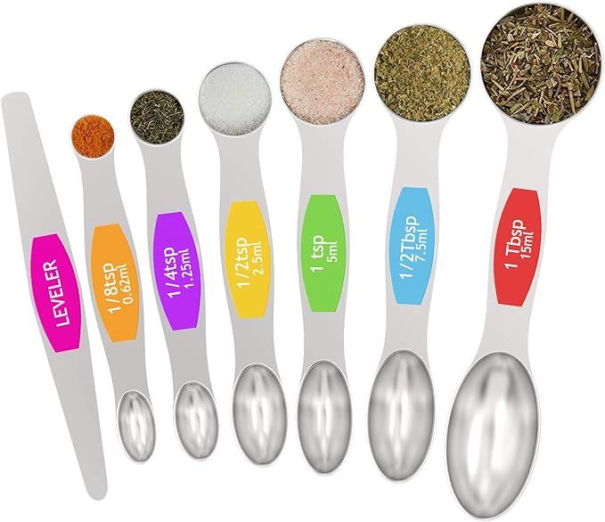 Magnetic Measuring Spoons Set - Wildone Stainless Steel Double Sided Measuring Spoons Set of 7, f... | Amazon (US)