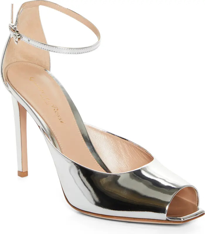 Gianvito Rossi Metallic Peep Toe Pump (Women) | Nordstrom | Nordstrom