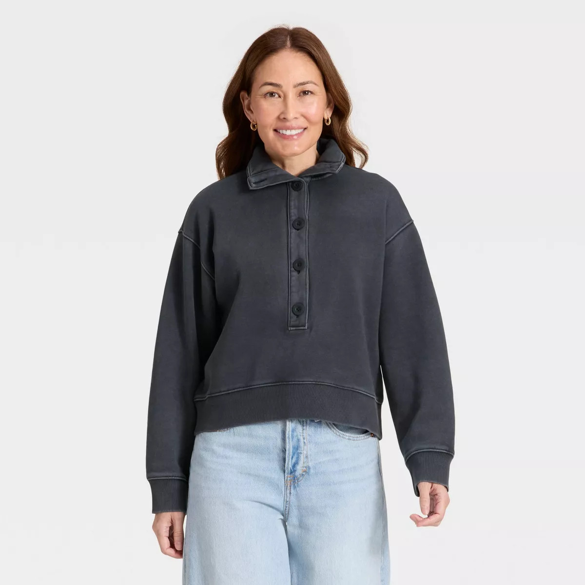 Women's Button-Front Pullover Sweatshirt - Universal Thread™ | Target