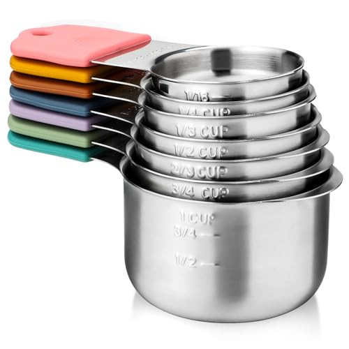 Magnetic Measuring Cups Set of 7 Stainless Steel Heavy Duty Stackable Measuring Cups for Dry and Liquid Ingredients | Amazon (US)