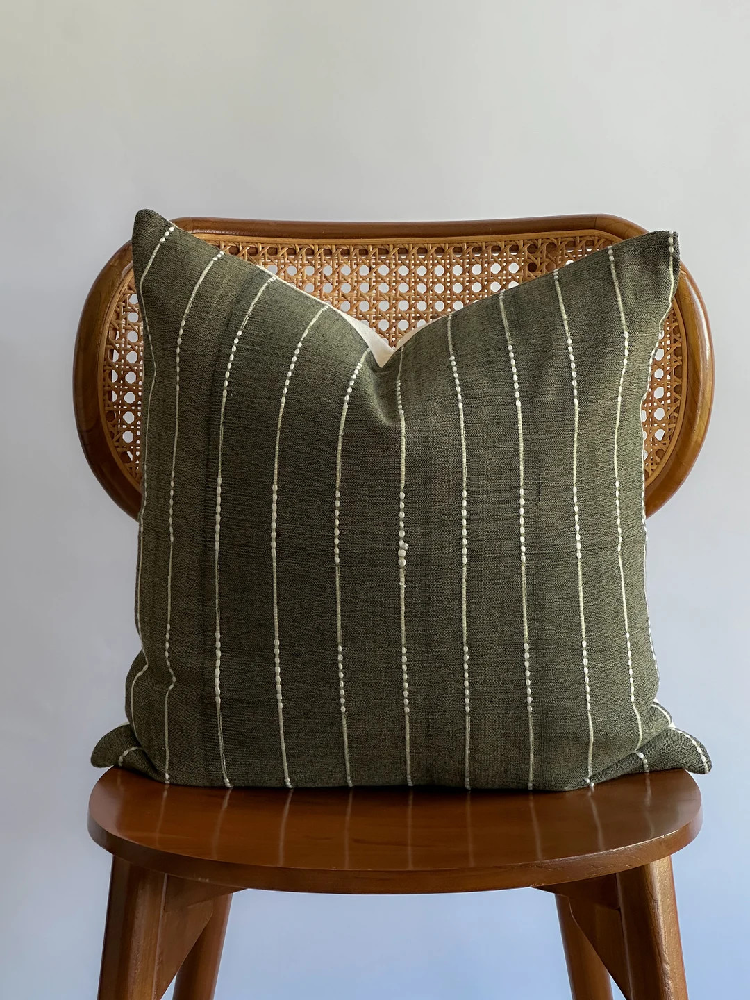 Handmade Hmong Textile Pillow Cover: Olive Green Bohemian Decor - Etsy | Etsy (US)