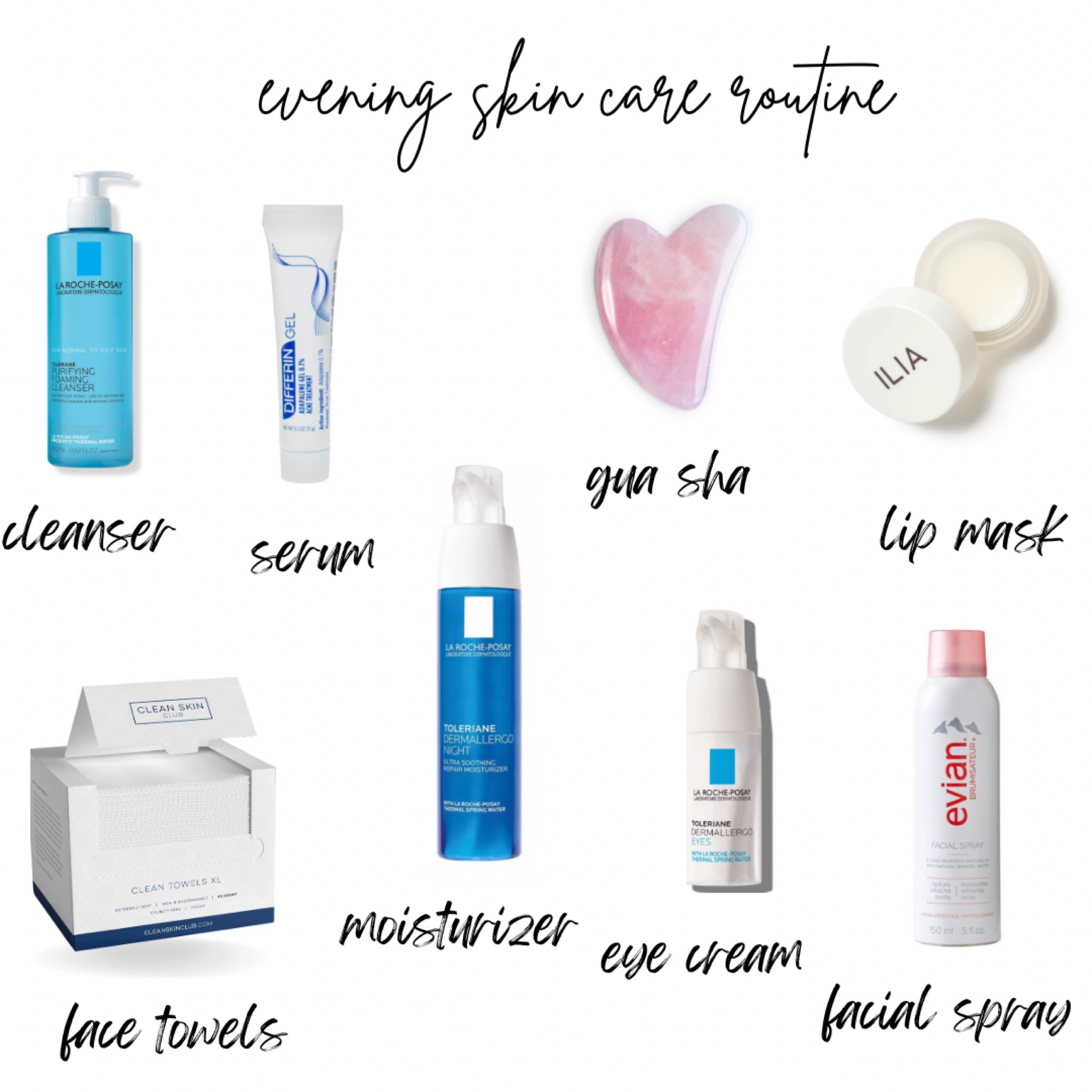 Here’s my evening skincare routine! My skin type is sensitive / acne prone & I’ve found that by sticking to this regimen, I’ve been the happiest with my skin! 💕🙌🏼 #Beauty #Skincare 

#LTKBeautySale #LTKbeauty #LTKunder50