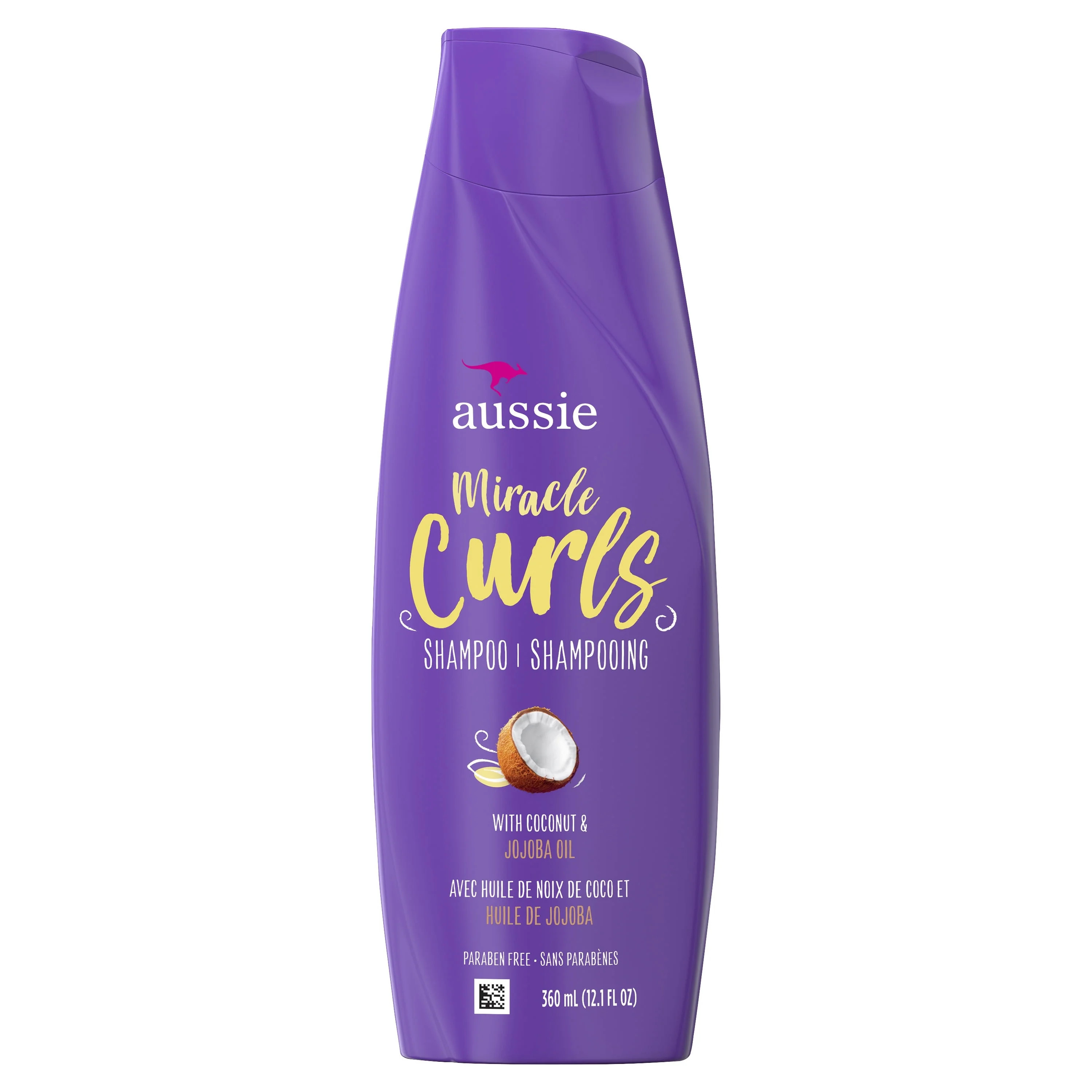 Aussie Miracle Curls Shampoo, Coconut & Jojoba Oil, Paraben Free, for Curly Hair, 12.1 fl oz | Walmart (US)