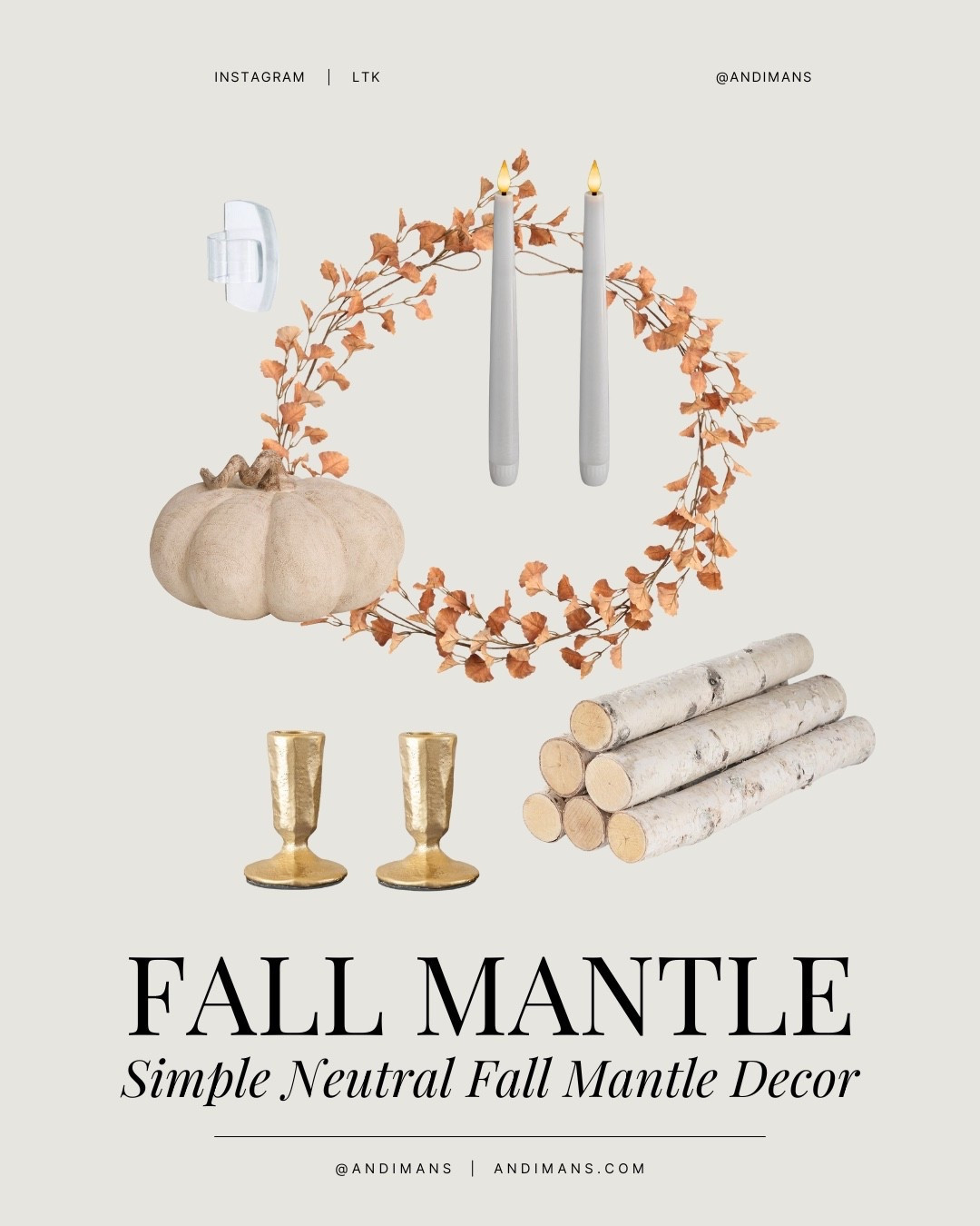 Simple neutral fall mantle decor!

#LTKSeasonal #LTKHome #LTKFindsUnder50