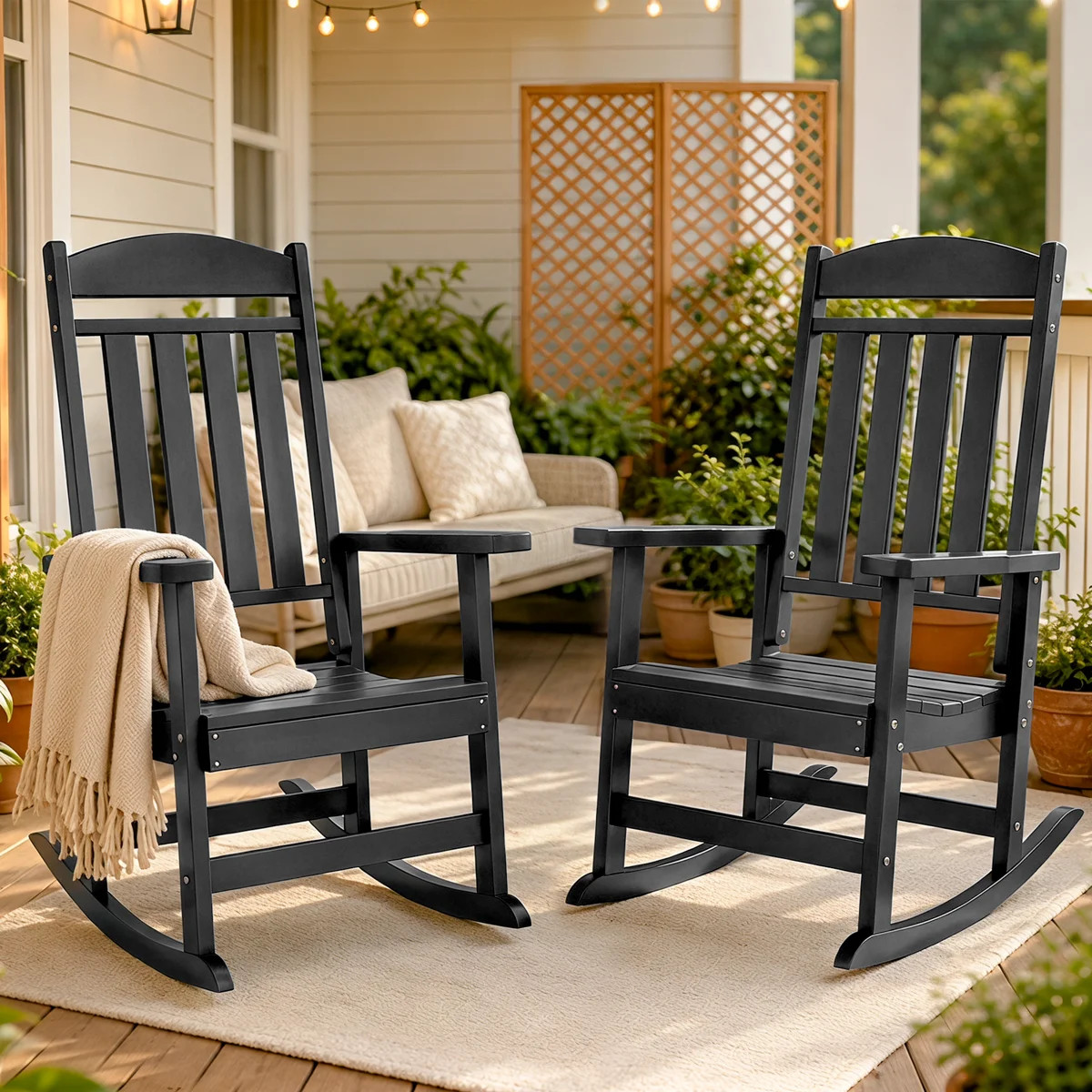 Oxing HDPE Outdoor Rocking Chair (Set of 2) | Wayfair North America