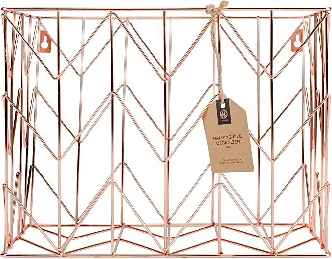 U Brands Hanging File Desk Organizer, Wire Metal, Copper/Rose Gold - 854U02-06 | Amazon (US)