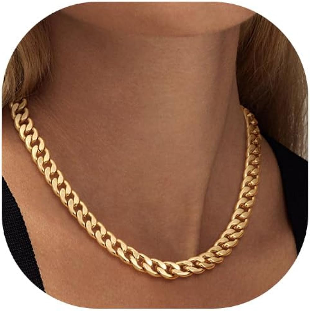 Gold Chain Necklace for Women 14K Chunky Gold Necklaces Cuban Link Rope Paperclip Square Rolo Cha... | Amazon (US)