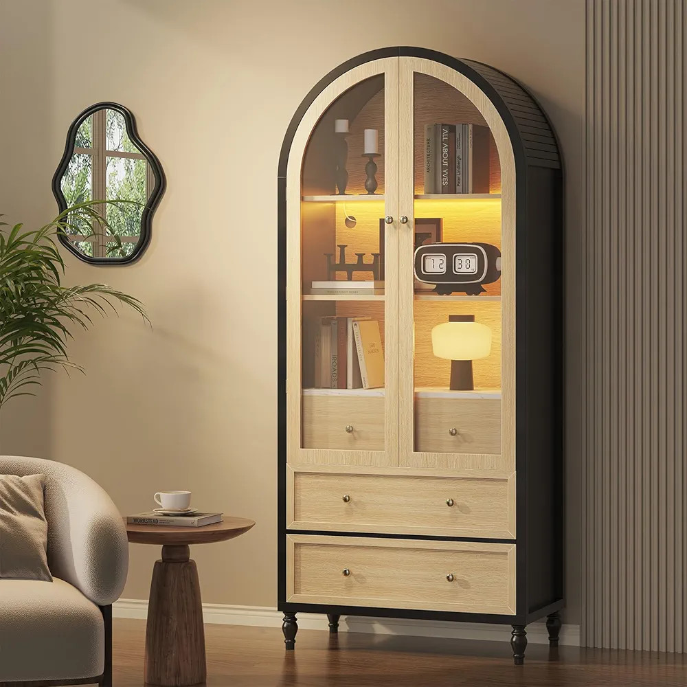 𝓢𝓪𝓾𝓭𝓲𝓼𝓶 73 Inch Tall Arched Cabinet, Arched Storage Cabinet With Doors, Blac... | Amazon (US)