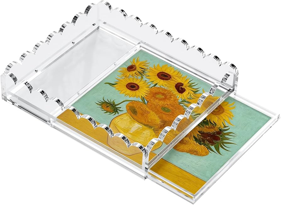 Scalloped Acrylic Tray for Needlepoint, 10" x 12" Clear Acrylic Display Tray with Slide Out Drawe... | Amazon (US)