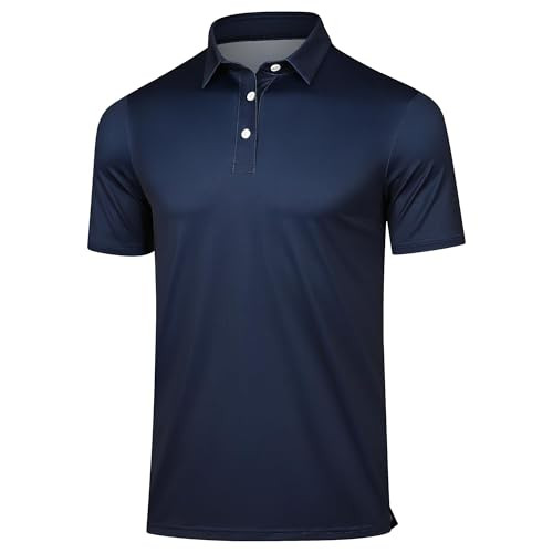 AULEEGAR Men's Golf Polo Shirts Quick Dry UV Protection Navy Blue XL | Amazon (US)