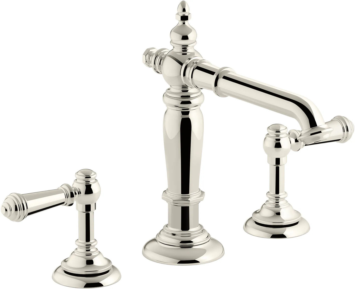 KOHLER Artifacts Vibrant Polished Nickel Widespread 2-handle WaterSense Low-arc Commercial/Residential Handle Bathroom Sink Faucet with Drain | Lowe's