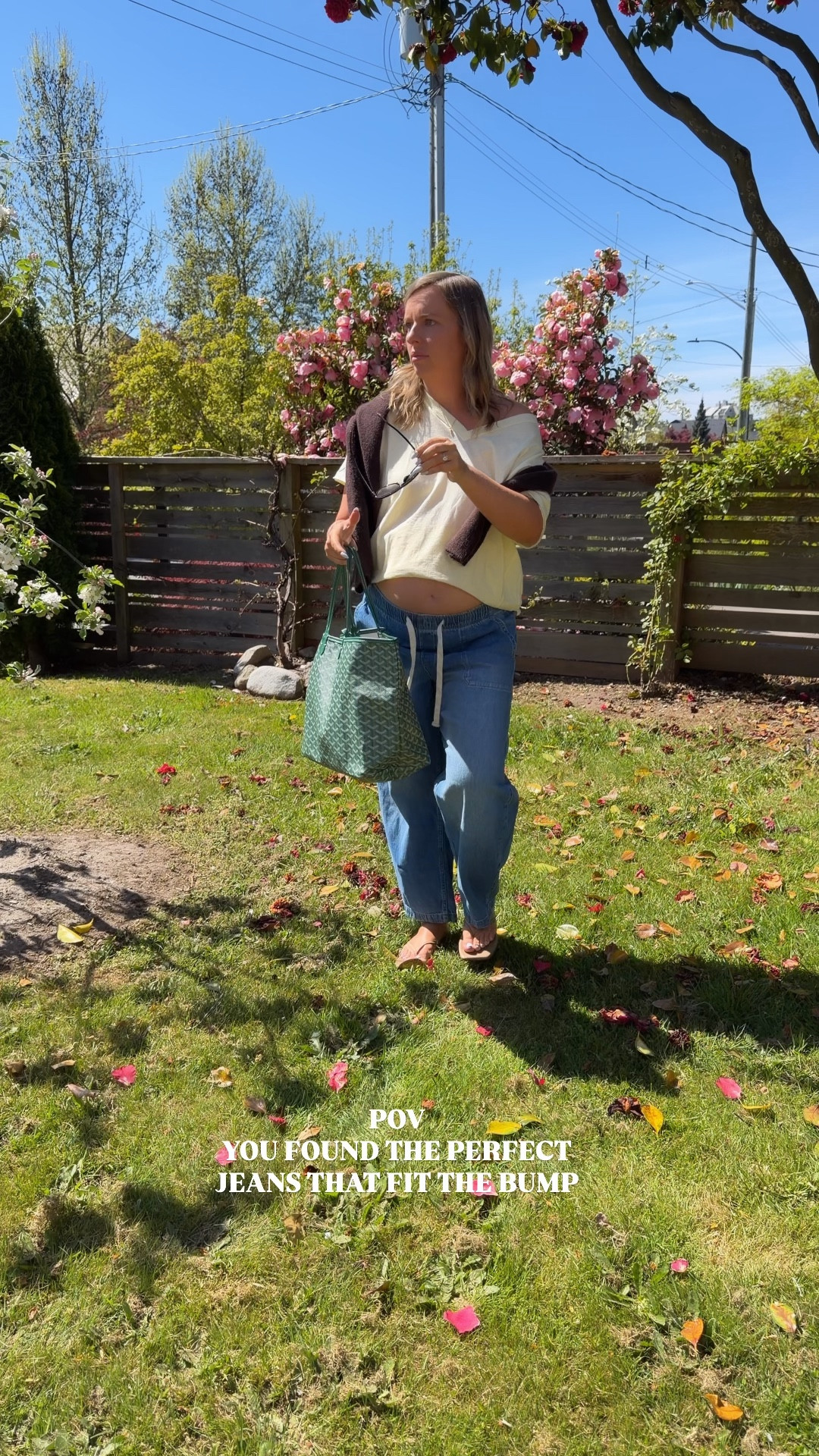 Pregnancy jeans
Spring outfit
Maternity outfit 
Aerie tee
Oversized tee
Off the should tee
Spring to summer outfit

Size large jeans
Small top (size up if you want off the shoulder)

#LTKMidsize #LTKootd #LTKBump