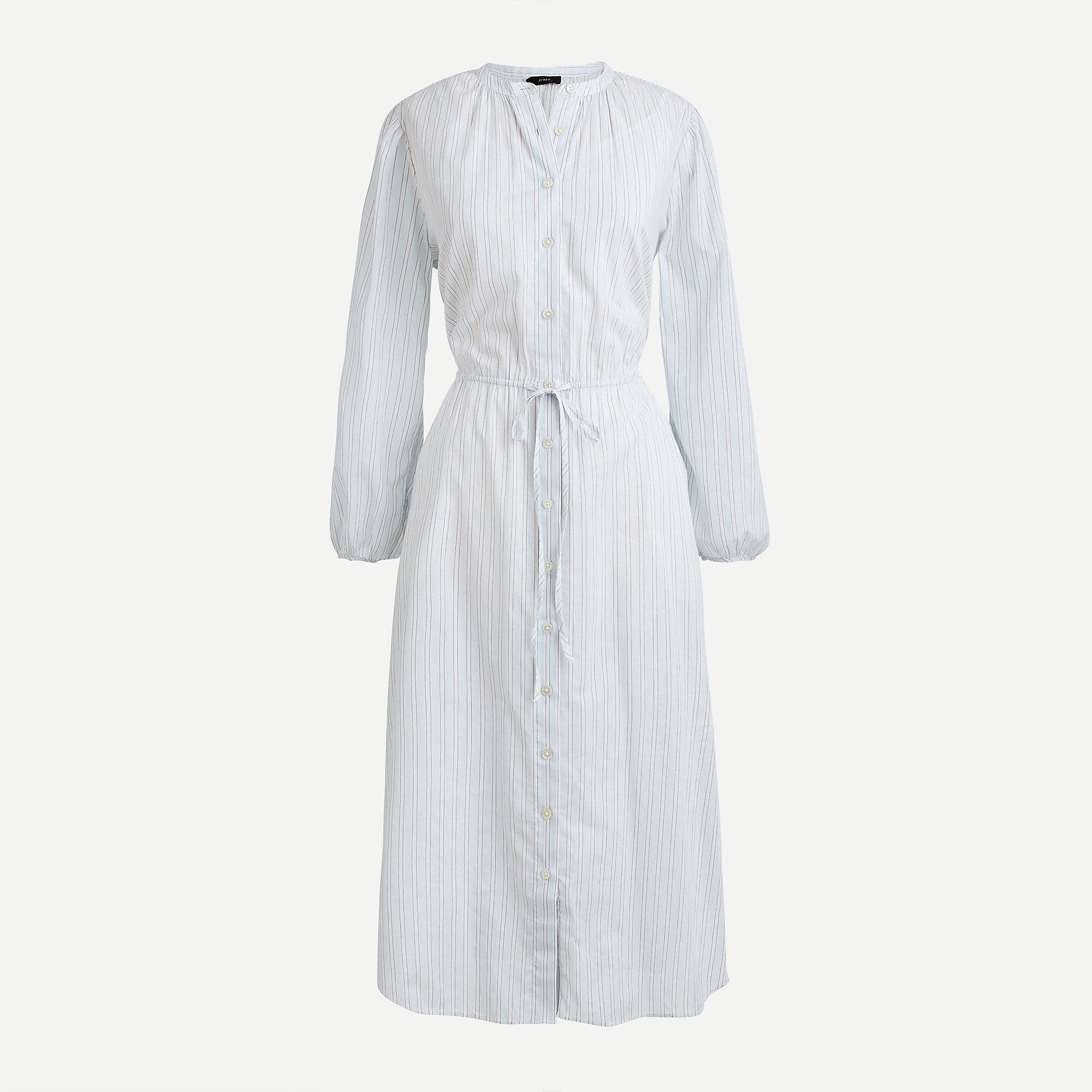 Tie-waist cotton voile midi dress in deck stripe | J.Crew US