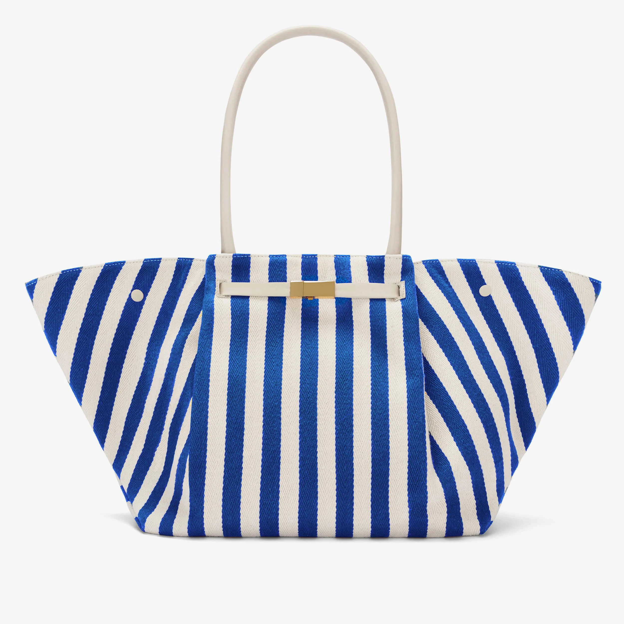The New York | Cobalt Blue Striped Cotton Canvas & Off-White Smooth | DeMellier | DeMellier