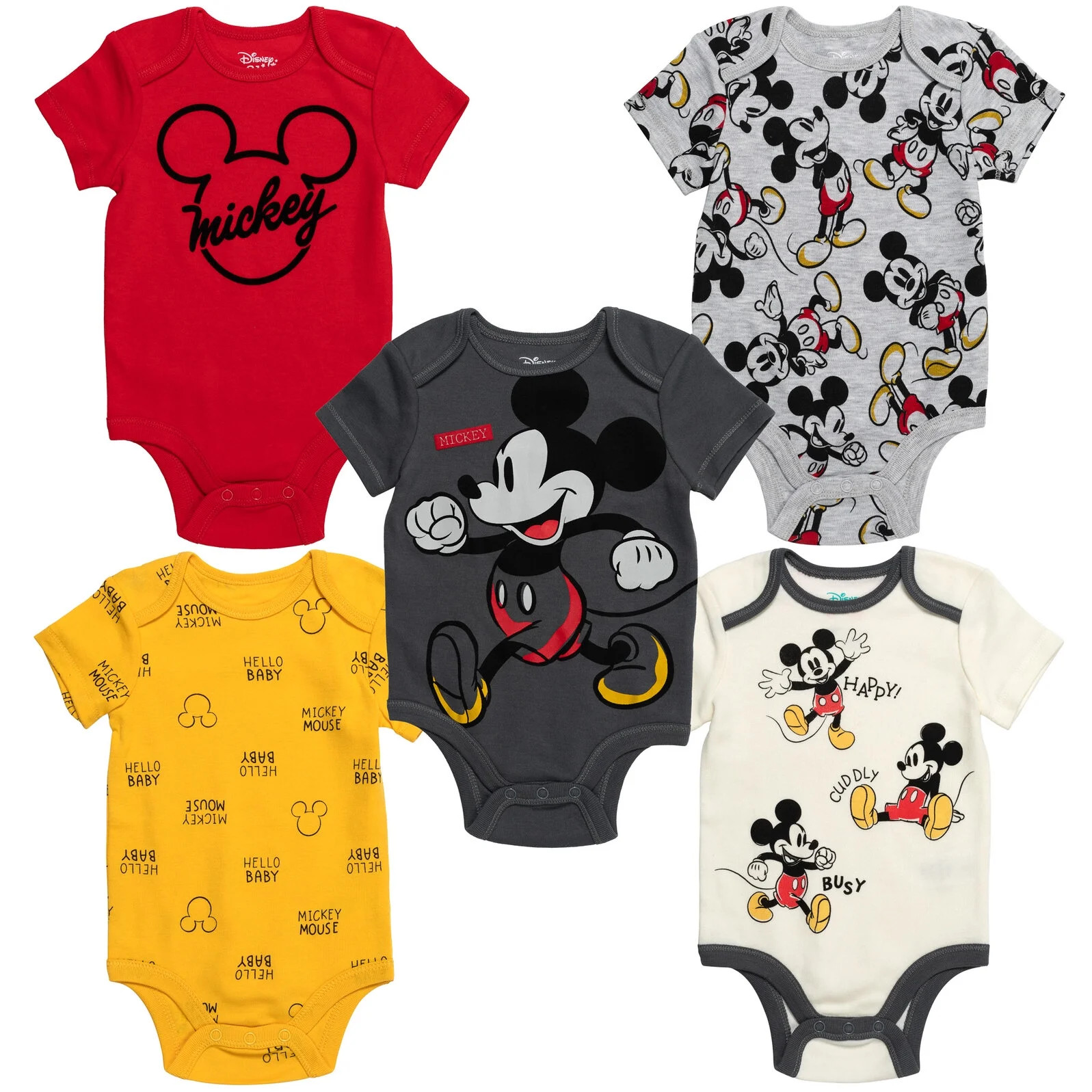 Disney Mickey Mouse Infant Baby Boys 5 Pack Bodysuits | Walmart (US)