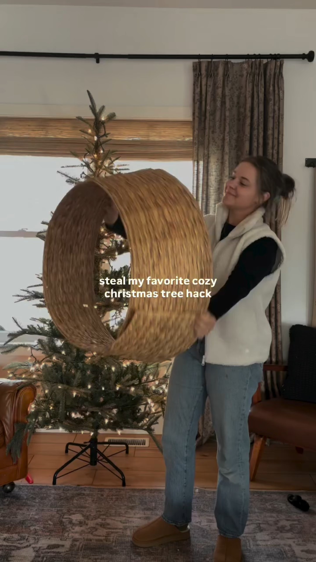 Why pay $$$ for a giant tree basket when you can flip your tree collar upside down and get the same look… not to mention have your tree sitting on level ground vs. in a wobbly basket 😅

Tree goes inside, blanket on top, instant cozy.

I grabbed this tree collar a couple years back from @aldiusa , but I linked a few similar options + our favorite tree from @kingofchristmas. Comment TREE and I’ll send them your way! 🎄✨

#KingOfChristmas #Gifted #Ad
HolidayHacks TreeCollarHack ChristmasDecor HolidayHomeDecor CozyHome DIYHomeDecor