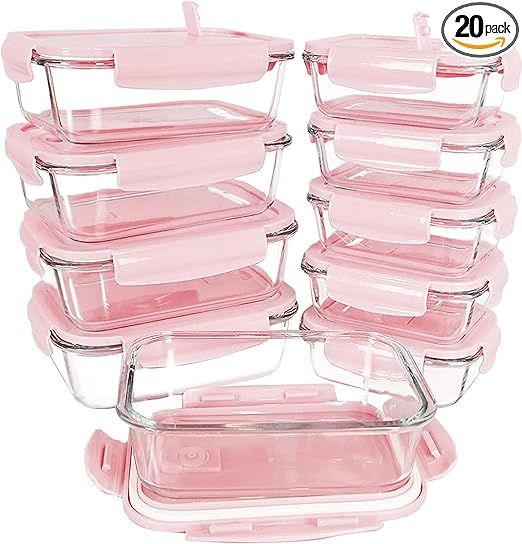 ZRRHOO 10 Pack Glass Food Storage Containers Set, Meal Prep Containers with Lids (Built in Vent),... | Amazon (US)