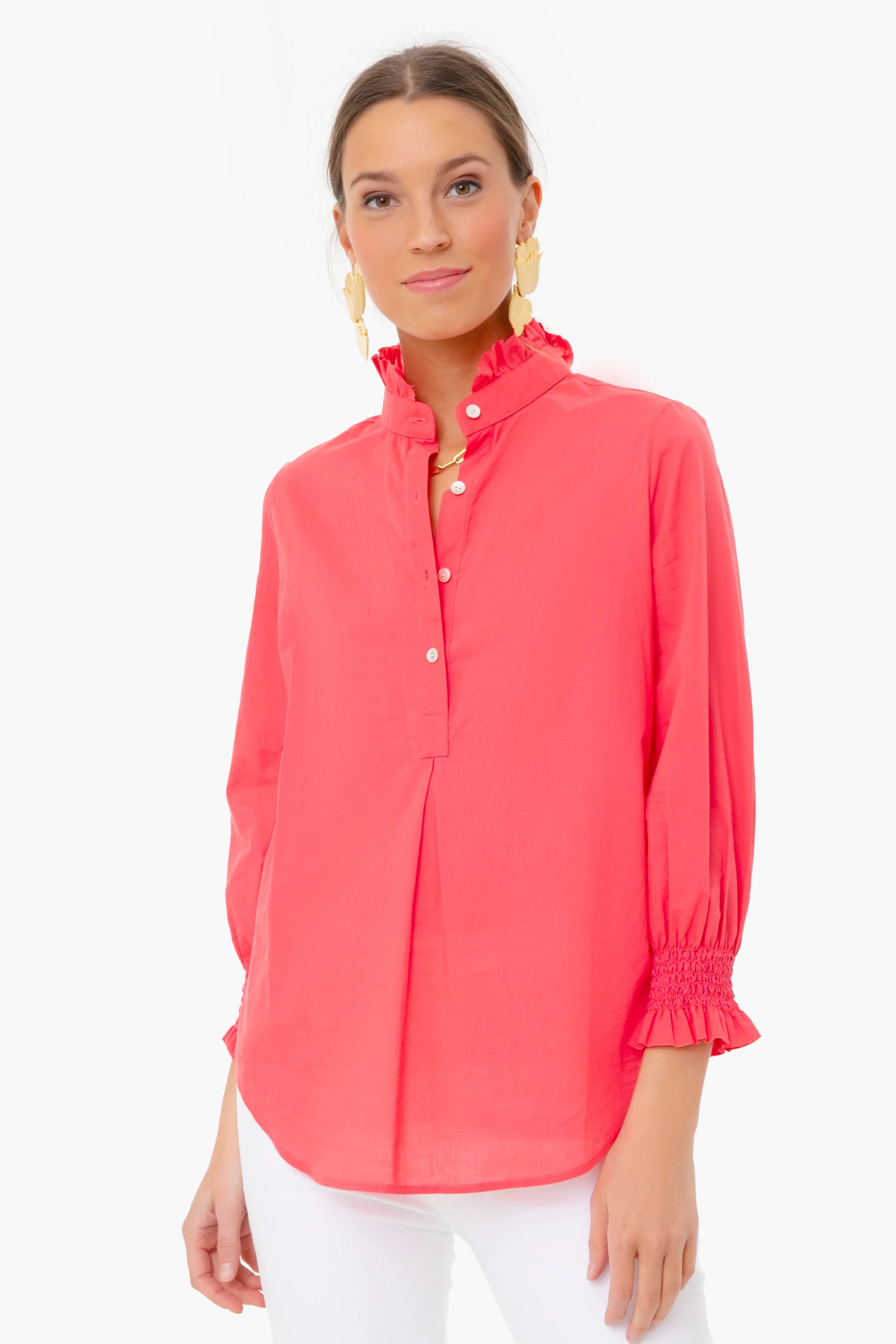 Poppy Pink Teagan Popover Shirt | Tuckernuck (US)
