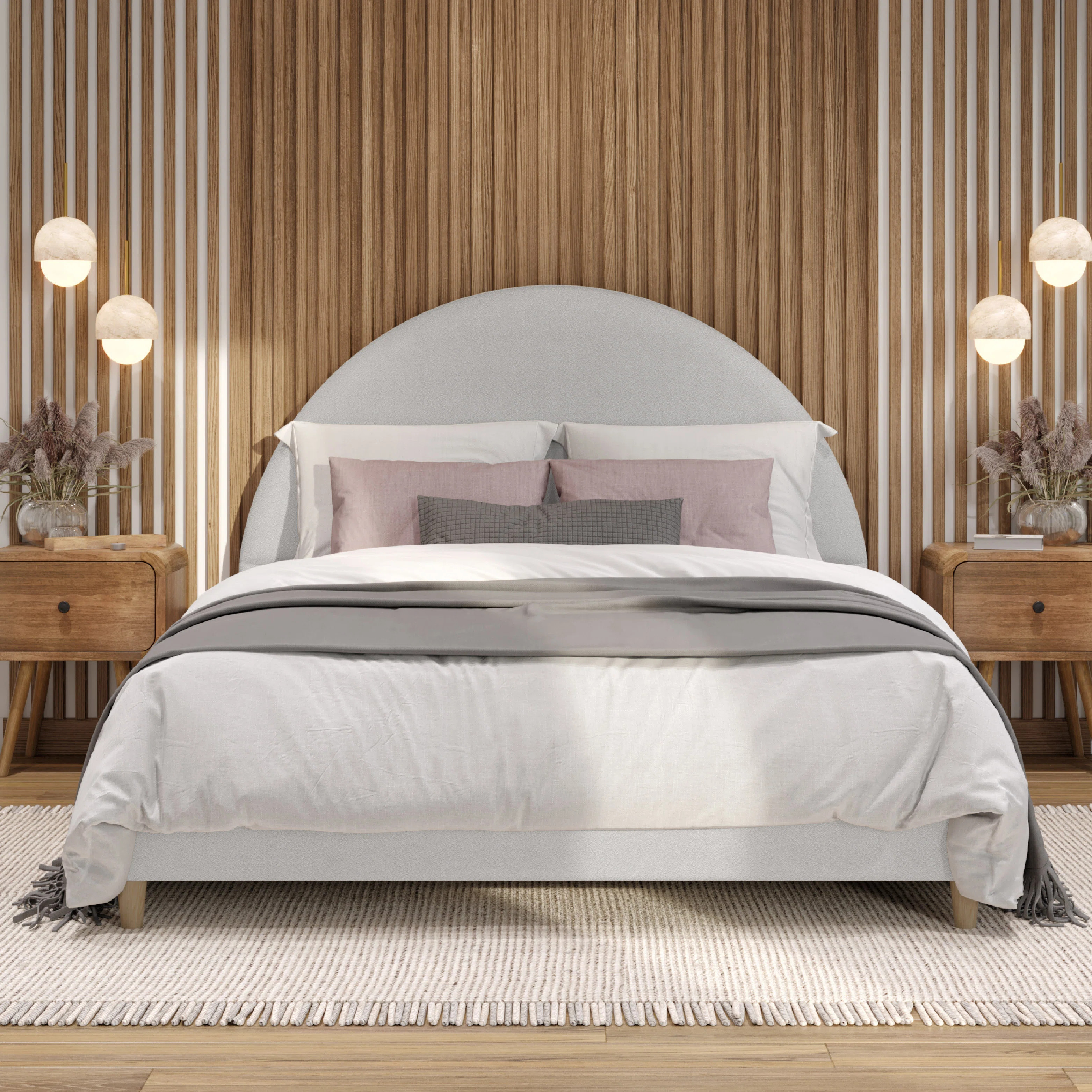Jodiel Arched Upholstered Boucle Bed Frame | Wayfair North America