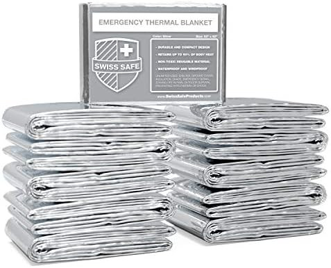 Swiss Safe Emergency Mylar Thermal Blankets (Bulk 10pk/25pk/75pk) - Designed for NASA, Outdoors, ... | Amazon (US)