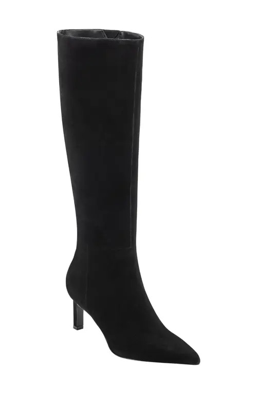 Marc Fisher LTD Eva Pointed Toe Knee High Boot in Black Suede at Nordstrom, Size 9.5 | Nordstrom