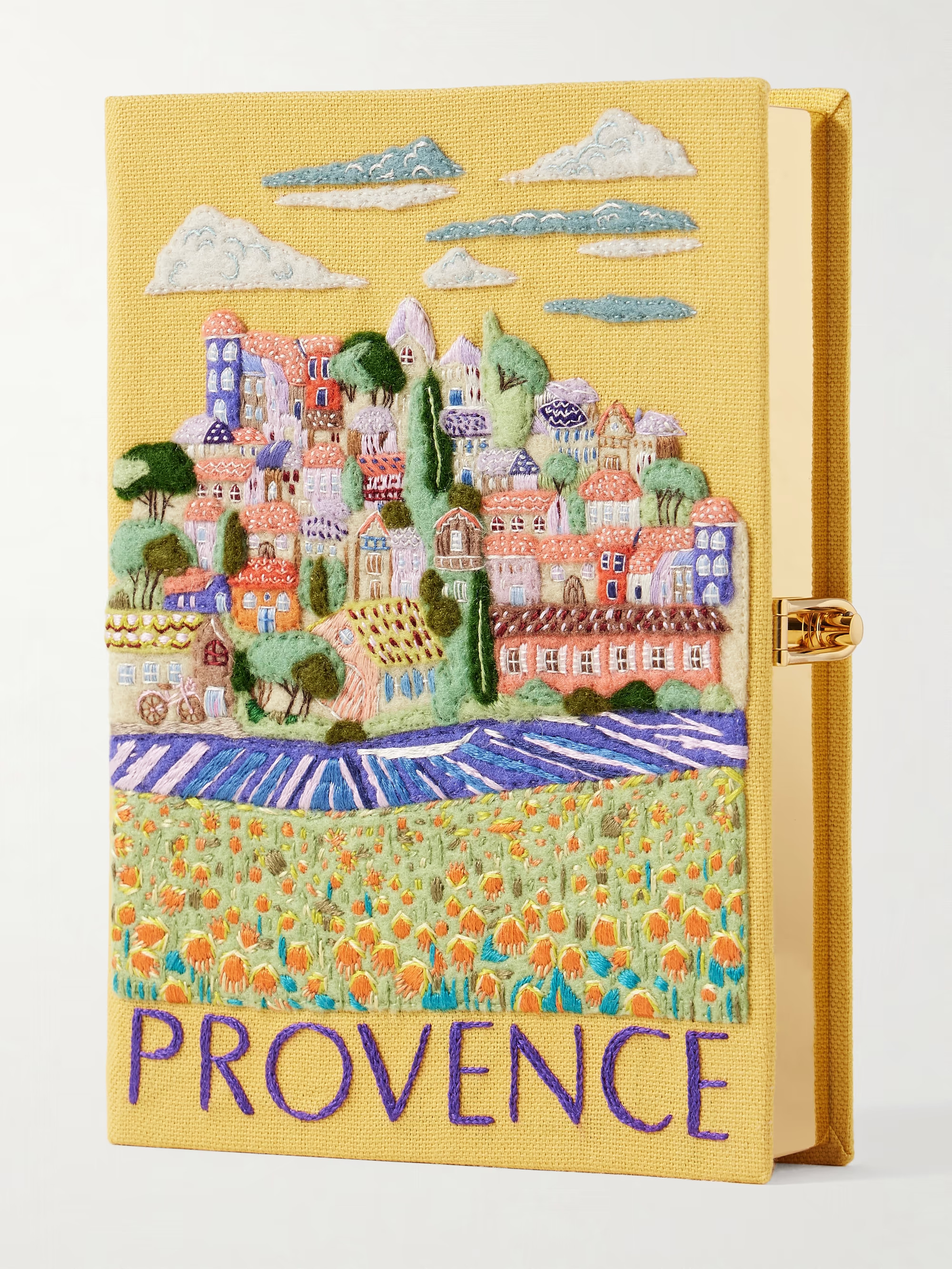 Voyages Provence embroidered appliquéd canvas clutch | NET-A-PORTER (US)