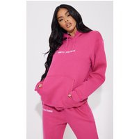 PrettyLittleThingHot Pink Embroidery Graphic Hoodie | PrettyLittleThing US