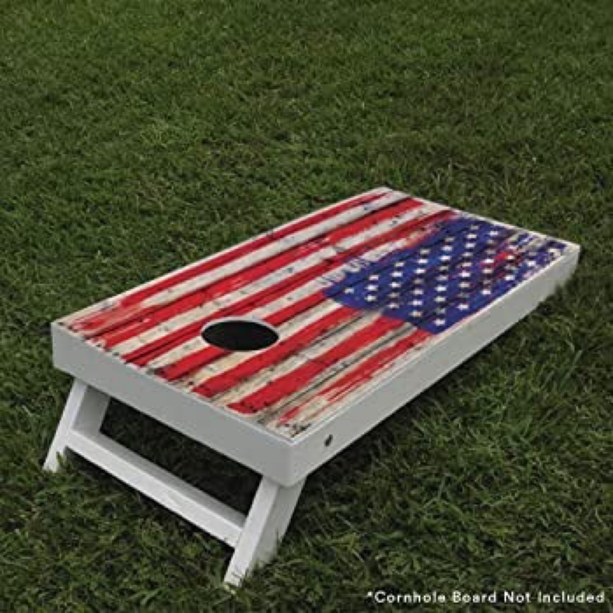 1. Clean & wipe cornhole board with cloth.
2. Allow the area to be free of any dust, lint or residue.
3. Easily peel the laser cut decal wrap from its lining.
4. Start with any part of the skin and begin laying the vinyl sticker at one edge while slowly using a flat surface to smooth out the skin and as a guide to line up your now personalized corn hole board game.

DURABLE HIGH QUALITY STRONG VINYL WRAP
The strong laminated adhesive vinyl is easy to apply and simple to remove without leaving any residue or damage to your cornhole board. Our vinyl decal skin is durable and will absorb most scuffs and will not freely peel off because of its precise contour fit