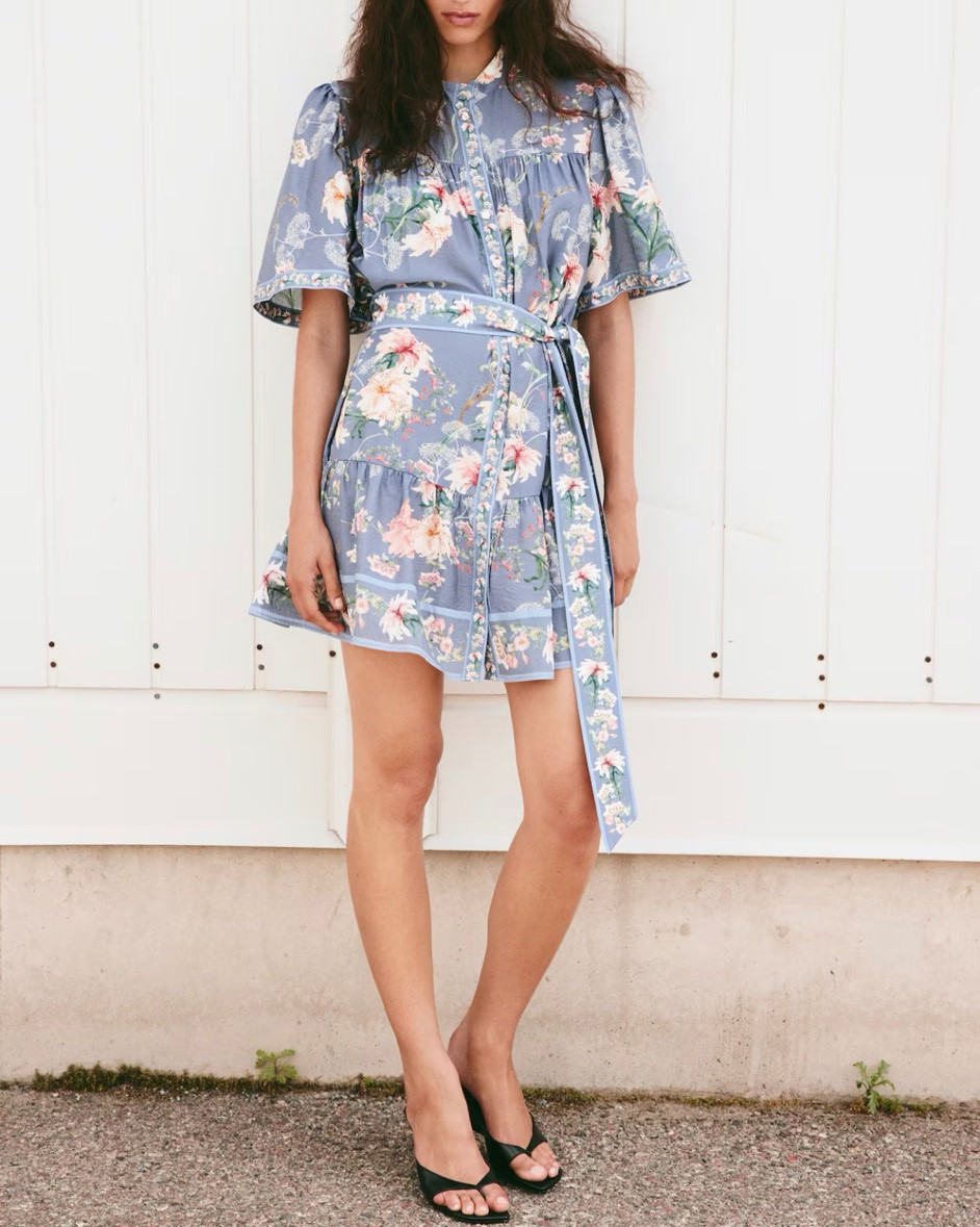 Blue floral tie waist shirt dress

#LTKSeasonal