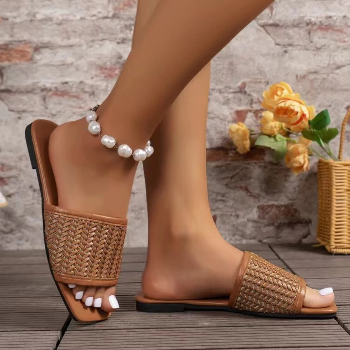 Rattan Woven Flat Sandals | Casual Chic Boutique