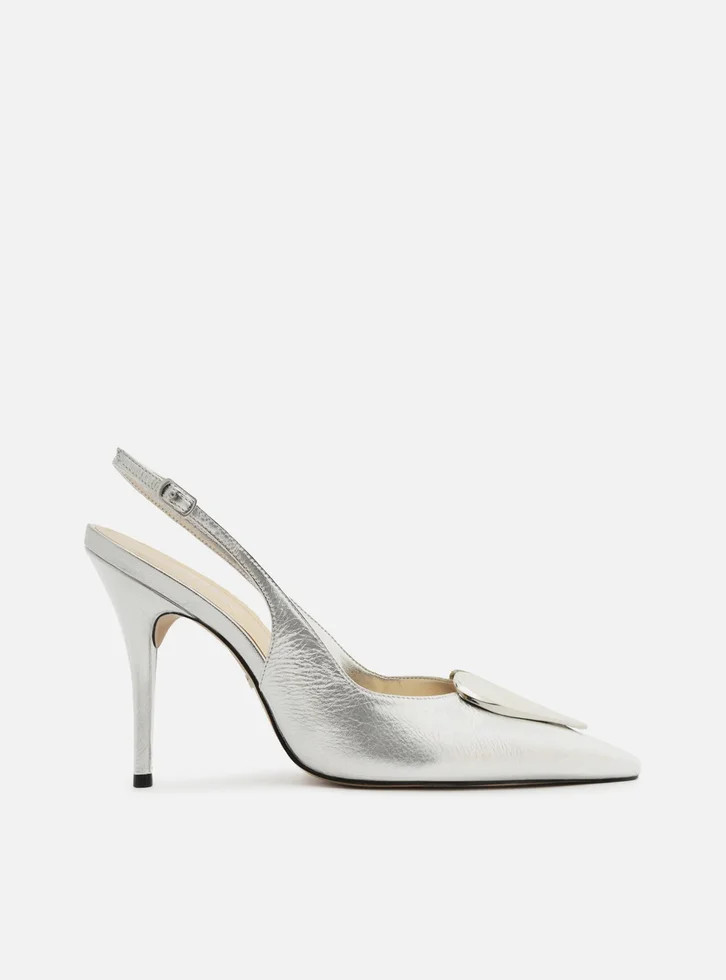 Scarpin Prata Arezzo Couro Slingback Coração Metal | ZZ Mall (BR)